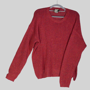Flamingo Rose Pink Sweater Womens Medium Wool Blend Lightweight Knit Crewneck